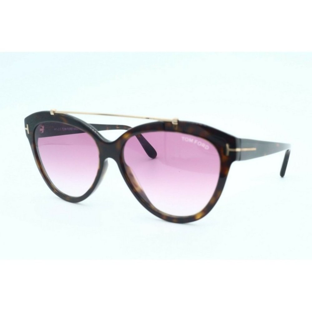 Tom Ford Livia TF 518 52Z Cat Eye Tortoise Sunglasses Purple Gradient (B)